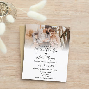 elegant simple faded photo wedding invitation