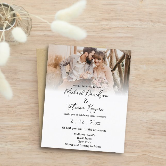 elegant simple faded photo wedding invitation (Creator Uploaded)