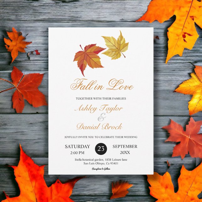 Elegant Simple Fall in Love Rustic Autumn Wedding Invitation (Creator Uploaded)