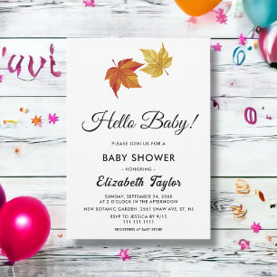 Elegant Simple Fall Leaves Rustic Baby Shower Invitation