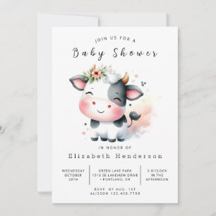 Elegant Simple Farm Cow Baby Shower Invitation