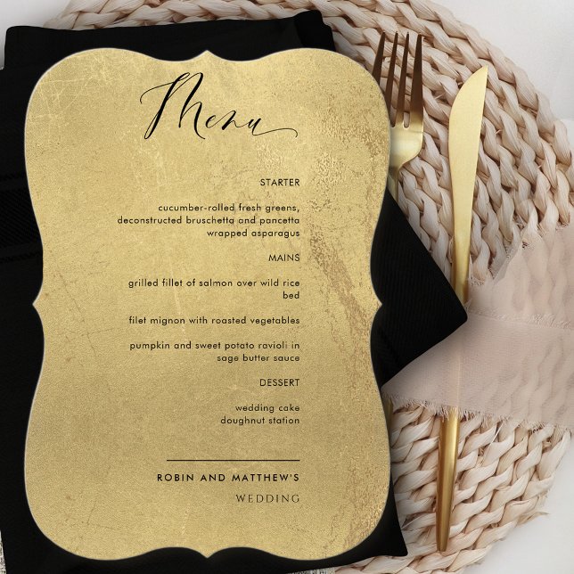 Elegant, Simple, Faux Gold Foil Wedding Menu (Creator Uploaded)