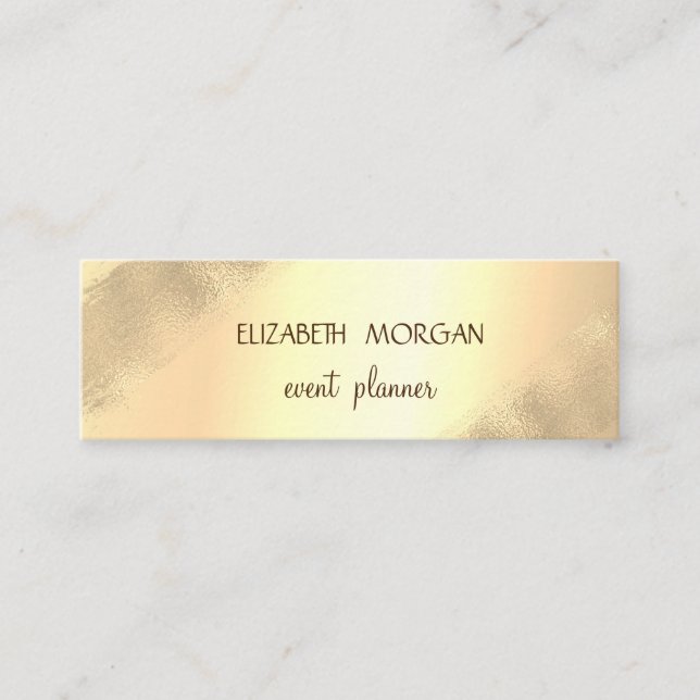 Elegant Simple Faux Gold , Minimalist Mini Business Card (Front)