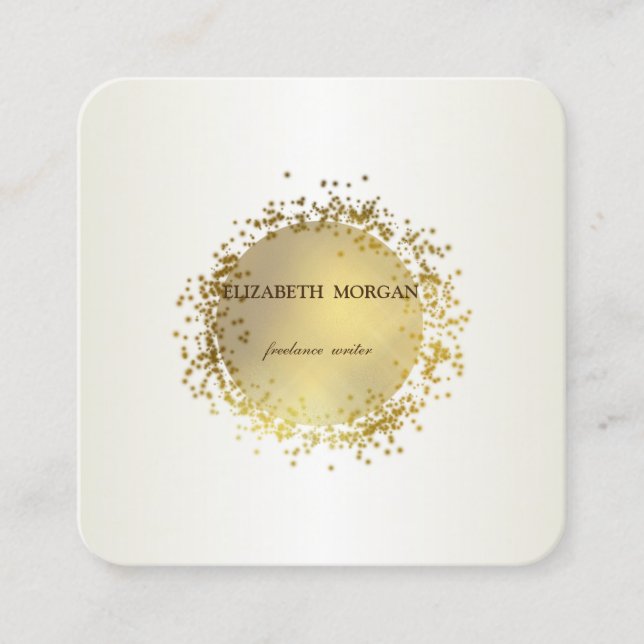 Elegant Simple  ,Faux Gold Square Business Card (Front)
