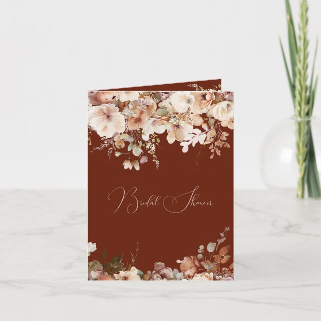 Elegant Simple Field Flowers Bridal Shower Fall Invitation (Front)