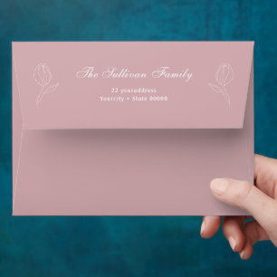 Elegant simple floral blush envelope