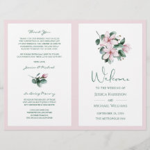 Elegant Simple Floral Eucalyptus Wedding Program