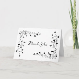 Elegant Simple Floral Flower Vine Border Thank You Card