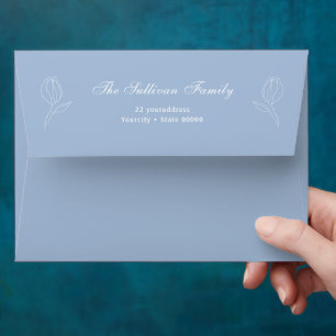 Elegant simple floral light blue envelope