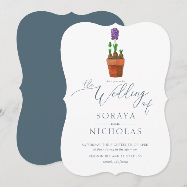 Elegant Simple Floral Watercolor Wedding Invitation (Front/Back)