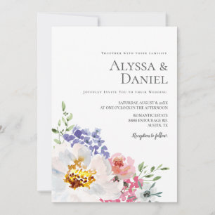 Elegant Simple Floral watercolor Wedding Invitation