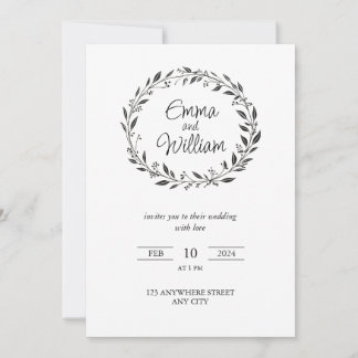 Elegant simple floral Wedding Invitation