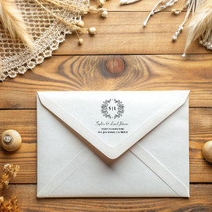 Elegant Simple Floral Wedding Return Address  Rubber Stamp