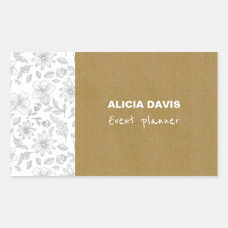 Elegant Simple Flowers Kraft background Rectangular Sticker