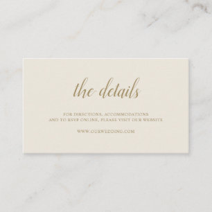 Elegant Simple Formal Neutral Gold Ivory Wedding Enclosure Card
