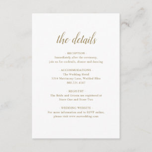Elegant Simple Formal Script Details Gold Wedding Enclosure Card