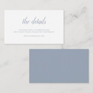 Elegant Simple Formal Script Dusty Blue Wedding Enclosure Card
