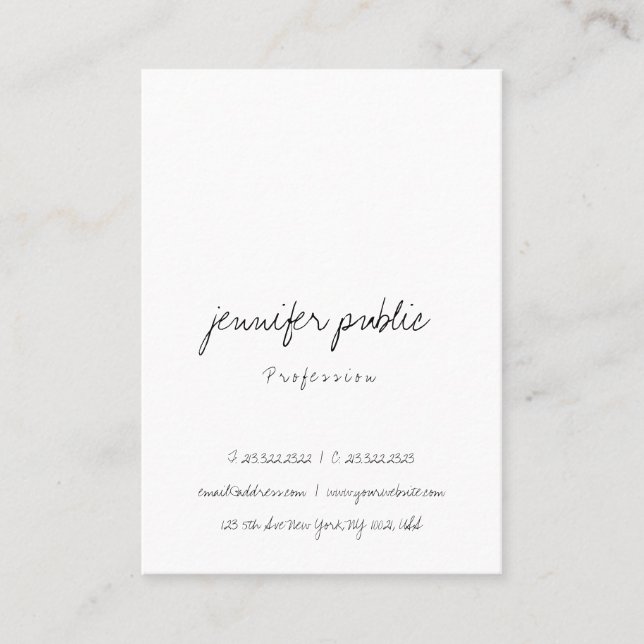 Elegant Simple Freehand Script Professional Trendy Business Card (Front)