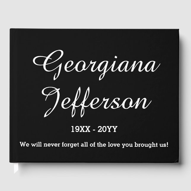 Elegant & Simple Funeral Memorial Guestbook (Front)