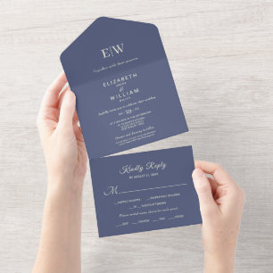 Elegant Simple Future Dusk with Monogram Wedding All In One Invitation