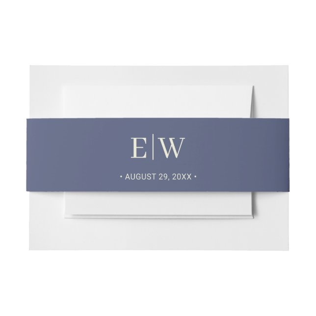 Elegant Simple Future Dusk with Monogram Wedding Invitation Belly Band (Front Example)