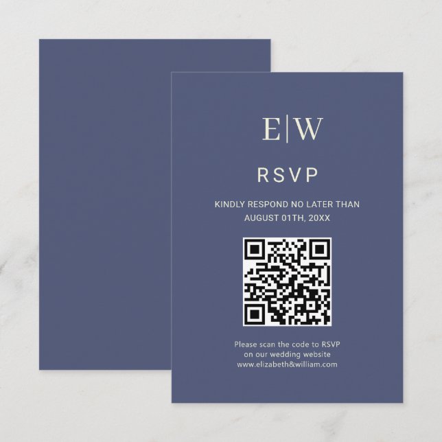 Elegant Simple Future Dusk with Monogram Wedding RSVP Card (Front/Back)