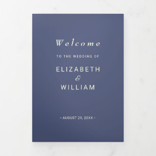 Elegant Simple Future Dusk with Monogram Wedding Tri-Fold Programme