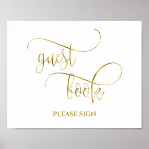 Elegant simple gold calligraphy guest book