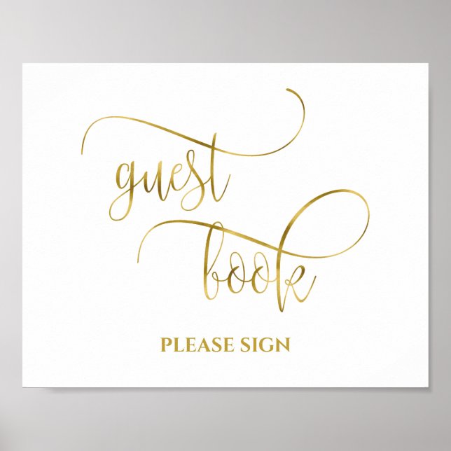Elegant simple gold calligraphy guest book (Front)