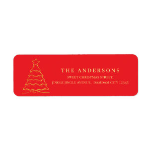 Elegant Simple Gold Christmas Tree Return Address Label