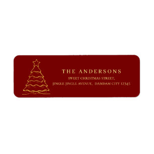 Elegant Simple Gold Christmas Tree Return Address Label