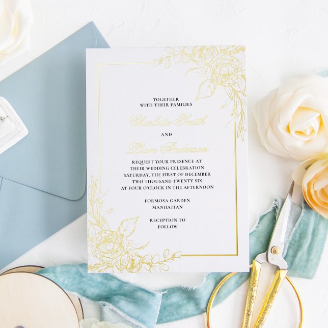Elegant Simple Gold Foil Pressed Floral Wedding (Creator Uploaded)