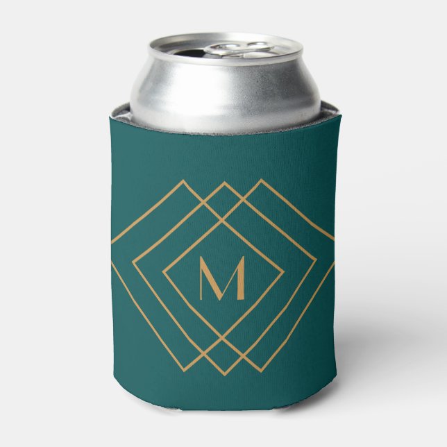 Elegant simple gold geometric Art Deco design Can Cooler (Can Front)
