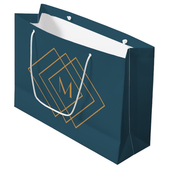 Elegant simple gold geometric Art Deco design Large Gift Bag (Front Angled)