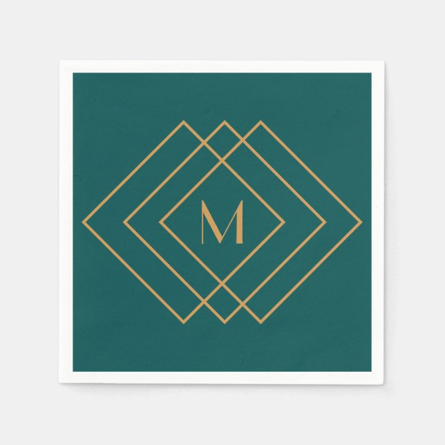 Elegant simple gold geometric Art Deco design Napkin (Front)