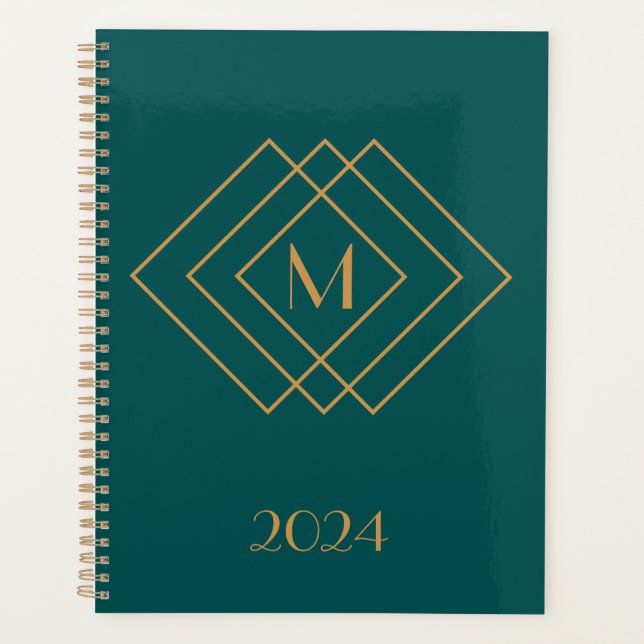 Elegant simple gold geometric Art Deco design Planner (Front)