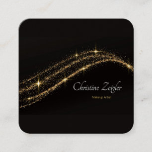 Elegant simple Gold glitter modern black Chic Busi Square Business Card