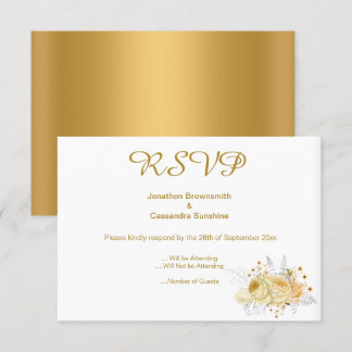 ELEGANT SIMPLE GOLD GOLD FLORAL GOLD RSVP INVITATION
