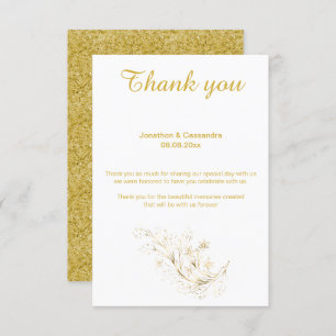 ELEGANT SIMPLE GOLD LEAF REVERSE GOLD THANK YOU INVITATION