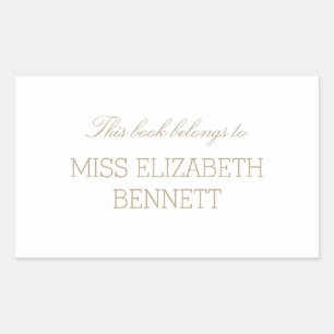 Elegant Simple Gold Name Bookplate Rectangular Sticker