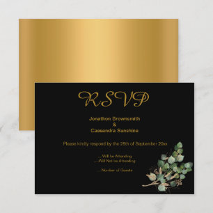 ELEGANT SIMPLE GOLD NATIVE GOLD BLACK RSVP INVITATION