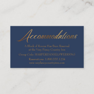 Elegant Simple Gold Navy Wedding Accommodations Enclosure Card