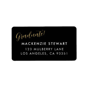 Elegant Simple Gold Script Graduation Address Label