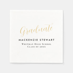 Elegant Simple Gold Script Graduation White Napkin