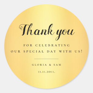 Elegant Simple Gold Thank You Wedding  Classic Round Sticker