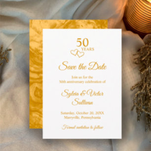 Elegant Simple Golden 50th Anniversary Party Save The Date