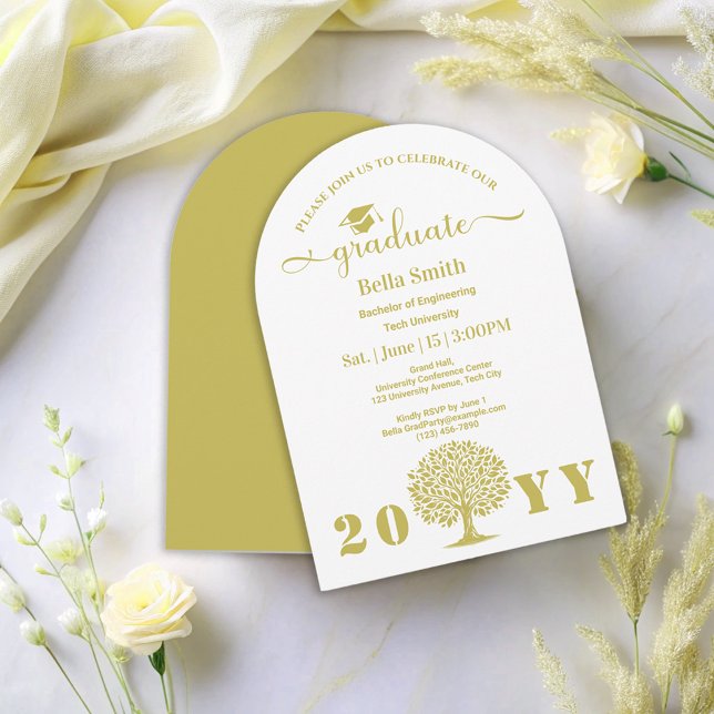 Elegant Simple Golden Graduation Invitation (Creator Uploaded)