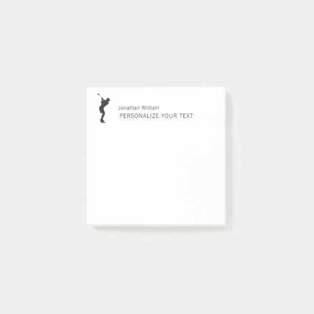     Elegant Simple Golf Player Personal Stationery Post-it Notes (Front)