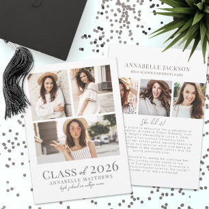 Elegant Simple Graduate Photo Collage Graduation Announcement