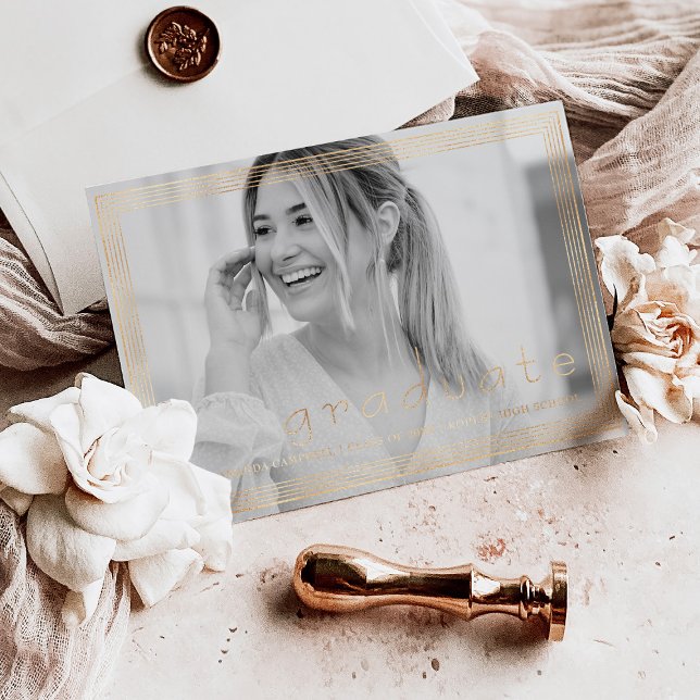 Elegant Simple Graduation Party Black & Gold Foil  (Creator Uploaded)